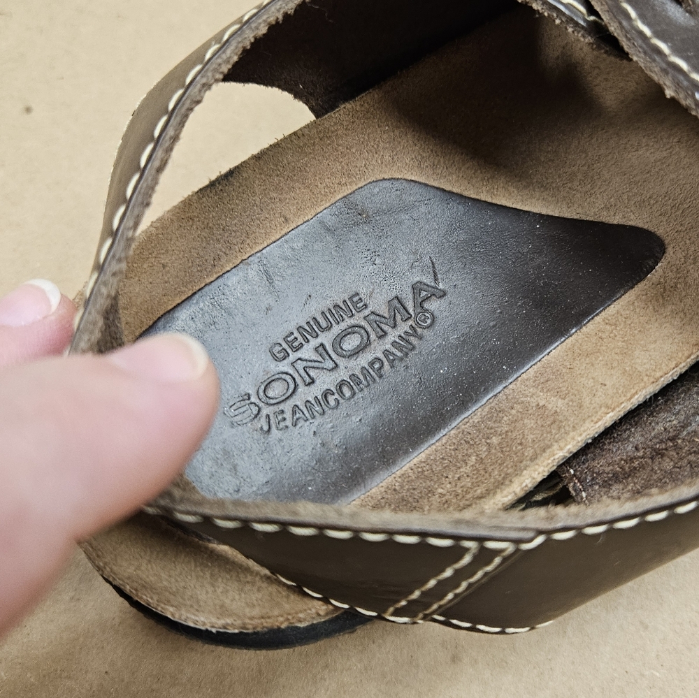 Sonoma Collins Genuine Leather Brown Fisherman Style Strap Sandals Y2K - Picture 5 of 9